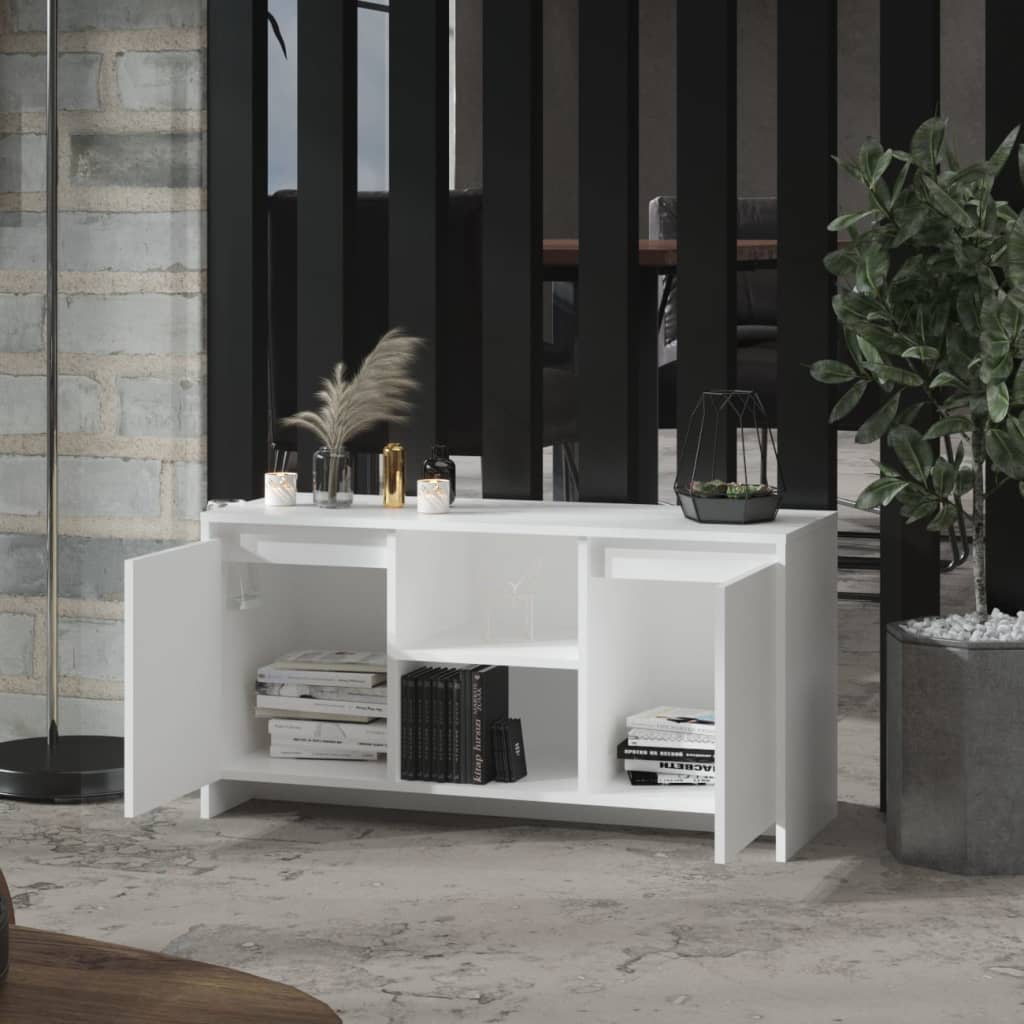 Modern Wooden TV Tele Stand Unit Cabinet With 2 Doors & Open Storage Shelves