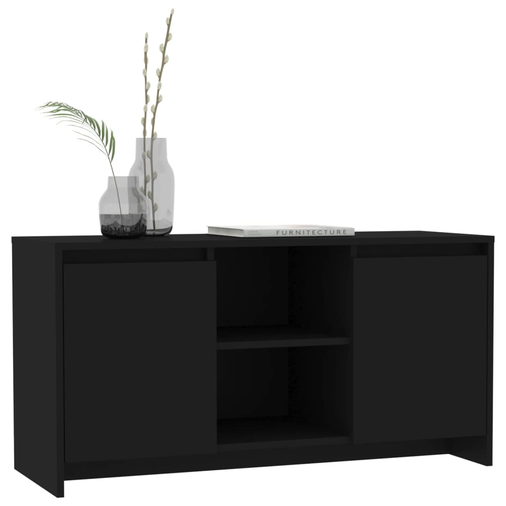 Modern Wooden TV Tele Stand Unit Cabinet With 2 Doors & Open Storage Shelves