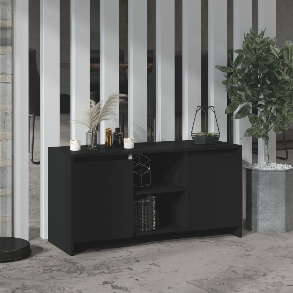 Modern Wooden TV Tele Stand Unit Cabinet With 2 Doors & Open Storage Shelves