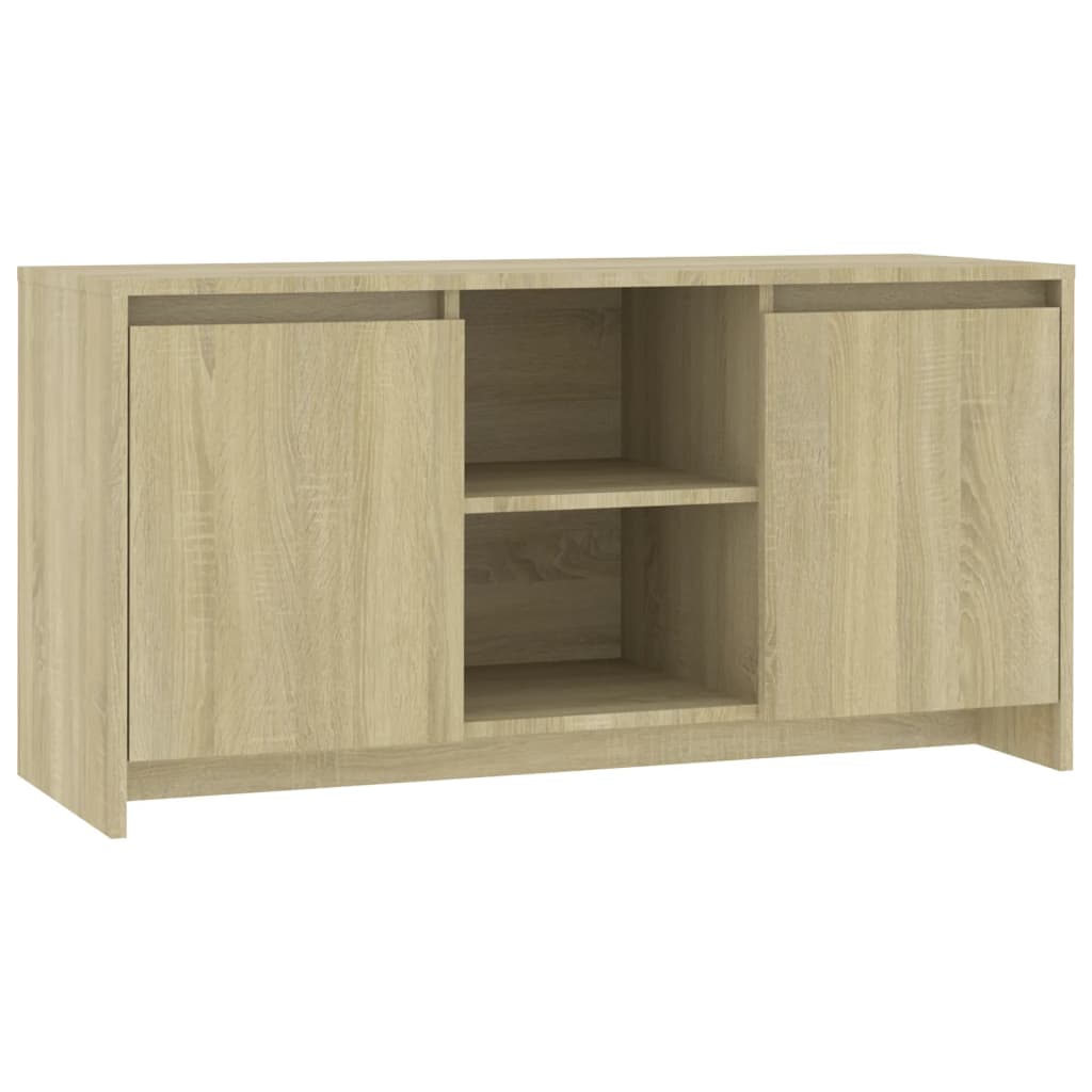 Modern Wooden TV Tele Stand Unit Cabinet With 2 Doors & Open Storage Shelves
