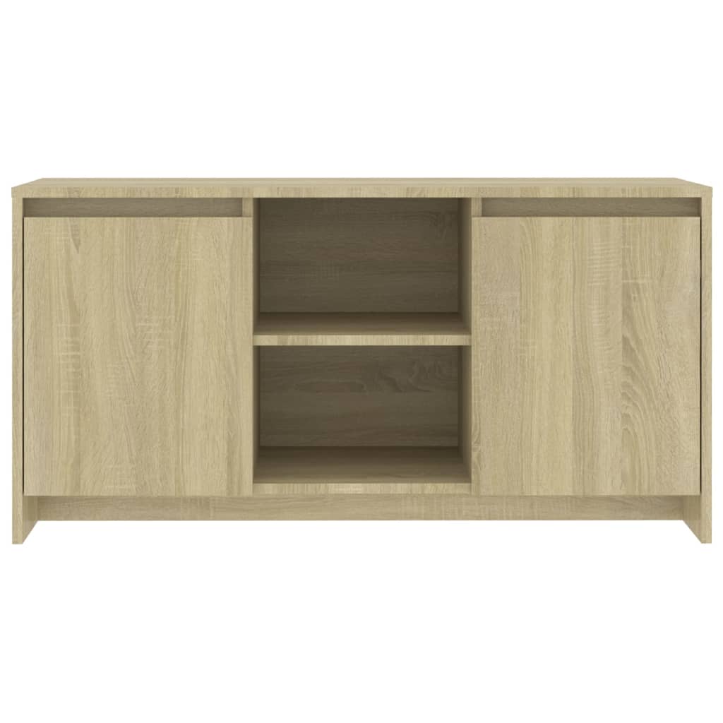 Modern Wooden TV Tele Stand Unit Cabinet With 2 Doors & Open Storage Shelves
