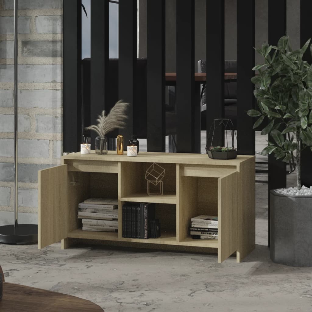 Modern Wooden TV Tele Stand Unit Cabinet With 2 Doors & Open Storage Shelves