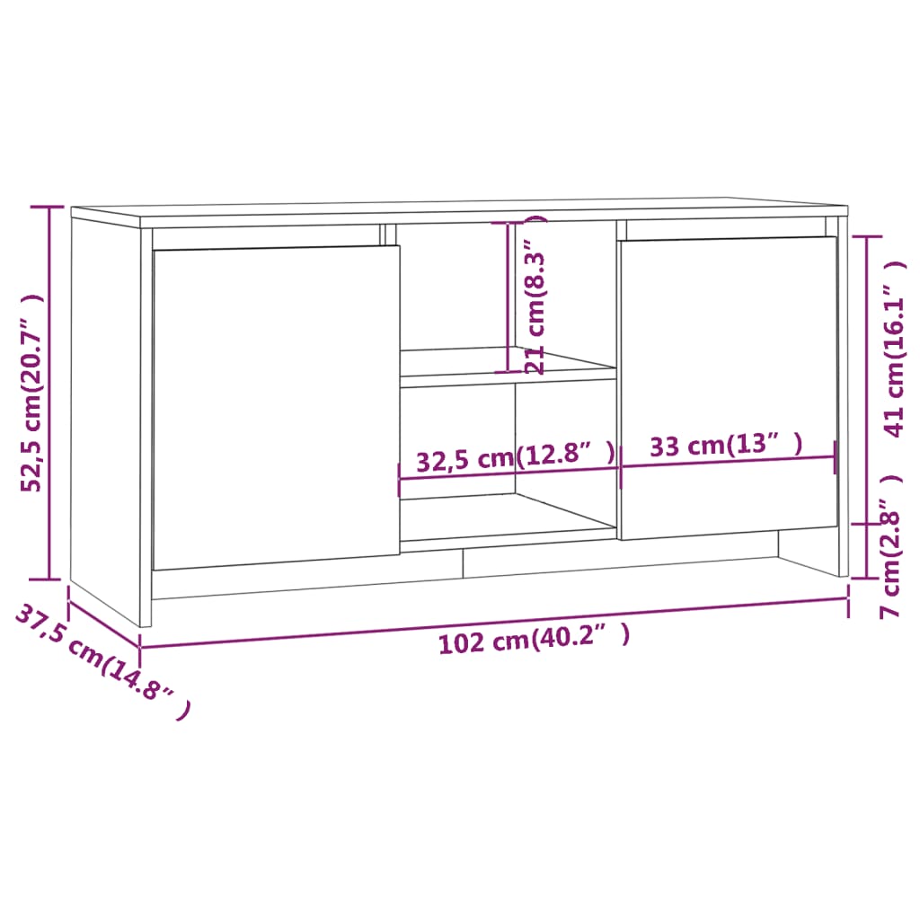 Modern Wooden TV Tele Stand Unit Cabinet With 2 Doors & Open Storage Shelves
