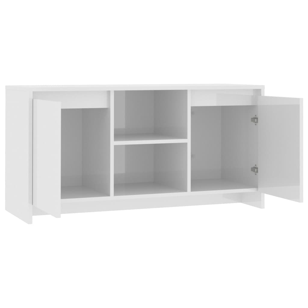 Modern Wooden TV Tele Stand Unit Cabinet With 2 Doors & Open Storage Shelves