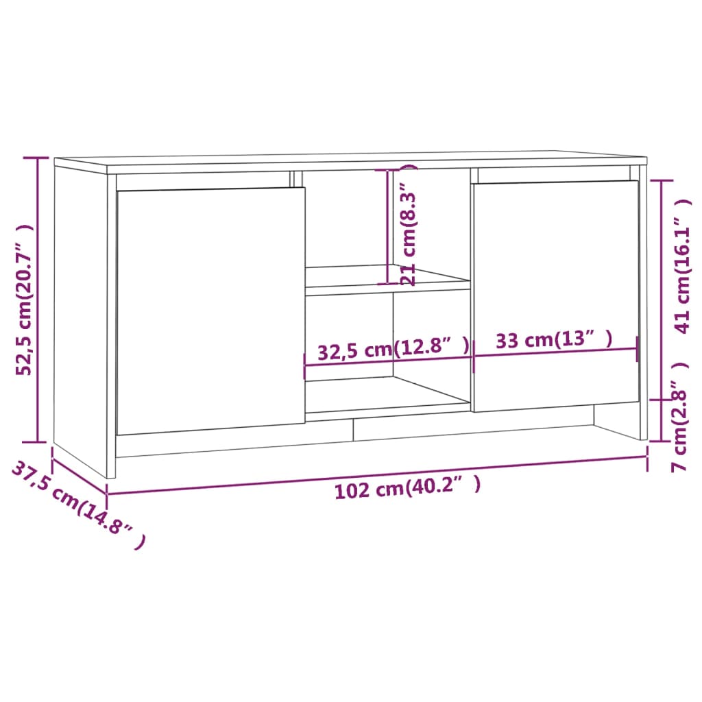 Modern Wooden TV Tele Stand Unit Cabinet With 2 Doors & Open Storage Shelves