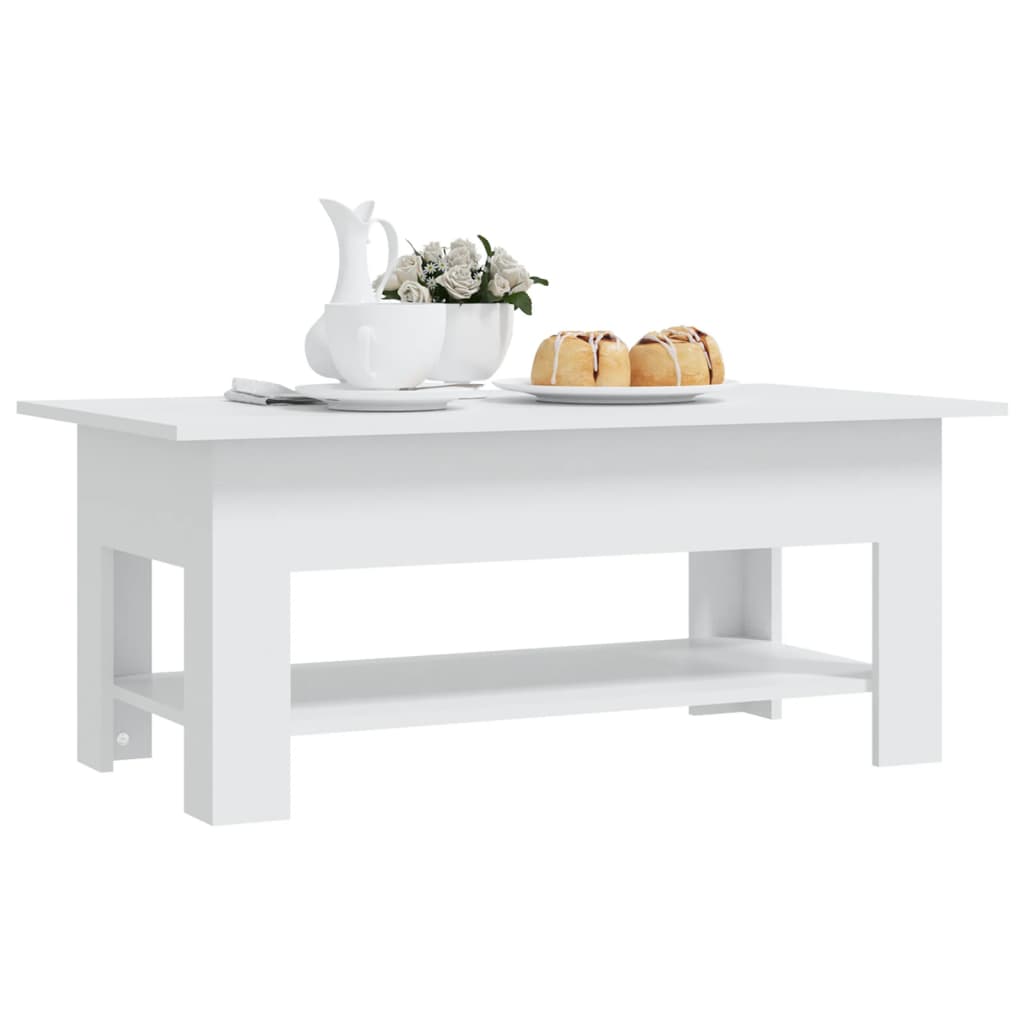 Modern Wooden Living Room Rectangular Coffee Table With Lower Storage Shelf Wood