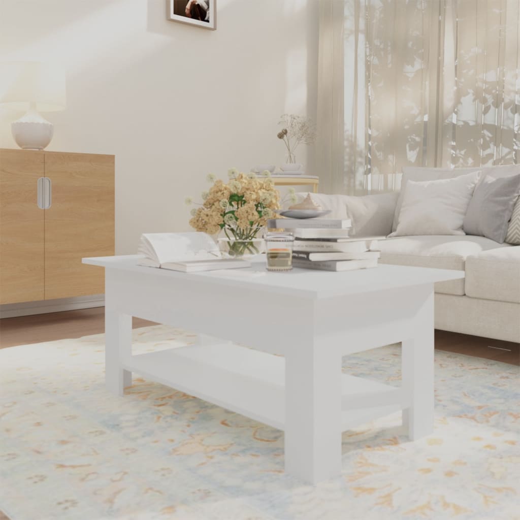 Modern Wooden Living Room Rectangular Coffee Table With Lower Storage Shelf Wood