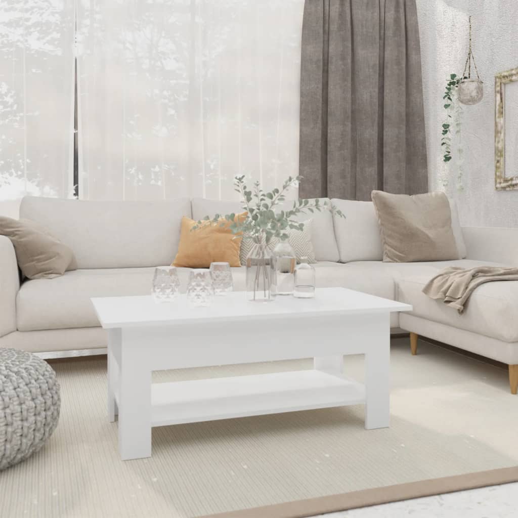 Modern Wooden Living Room Rectangular Coffee Table With Lower Storage Shelf Wood