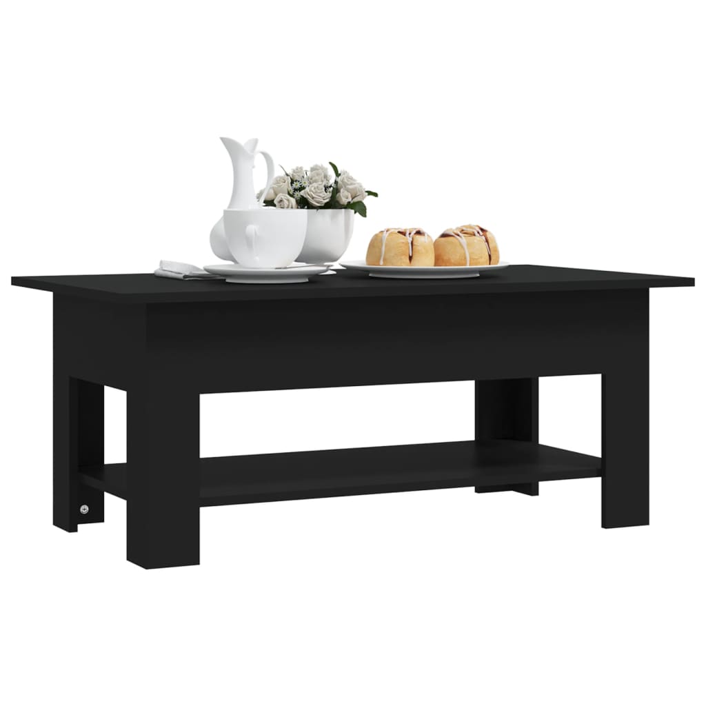 Modern Wooden Living Room Rectangular Coffee Table With Lower Storage Shelf Wood