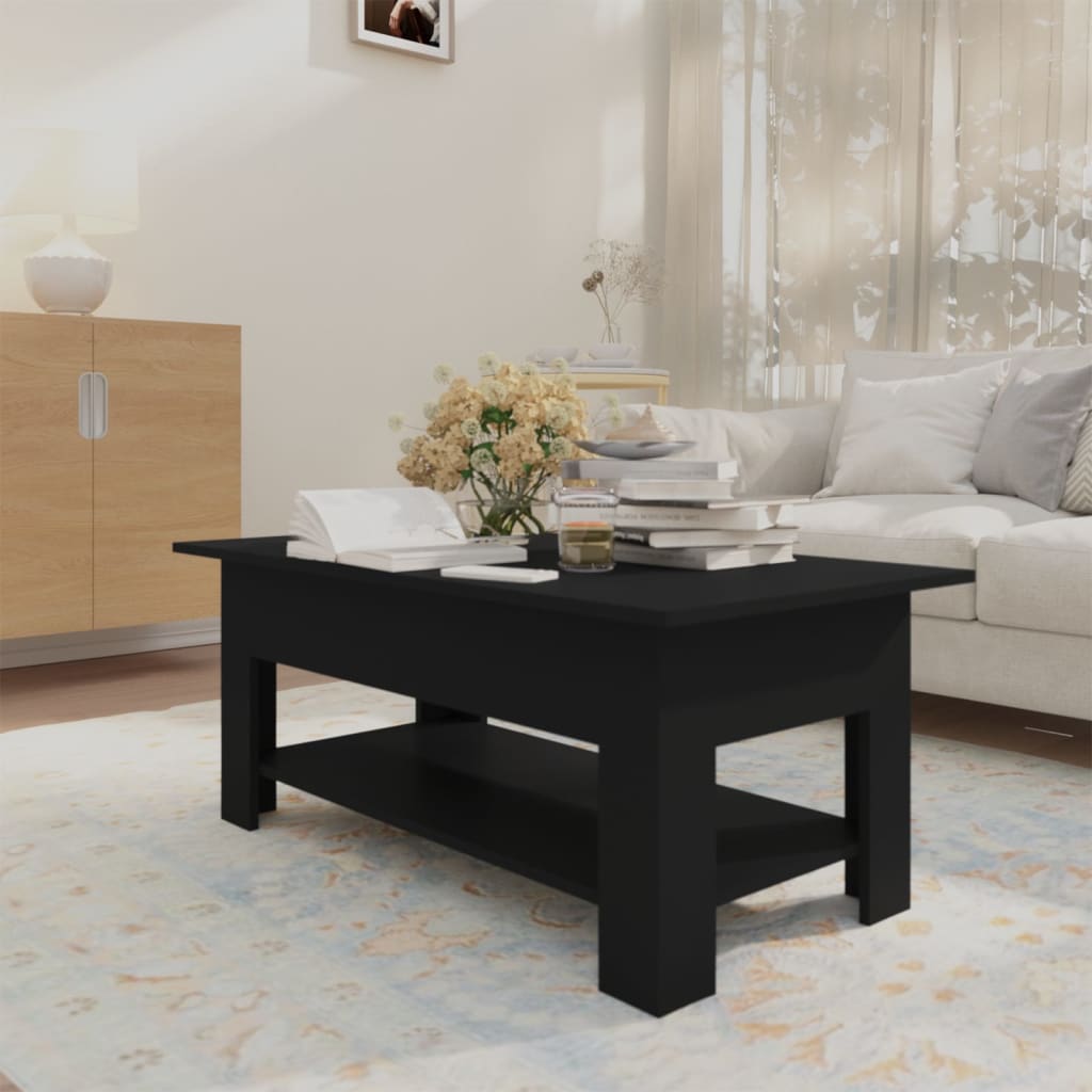 Modern Wooden Living Room Rectangular Coffee Table With Lower Storage Shelf Wood