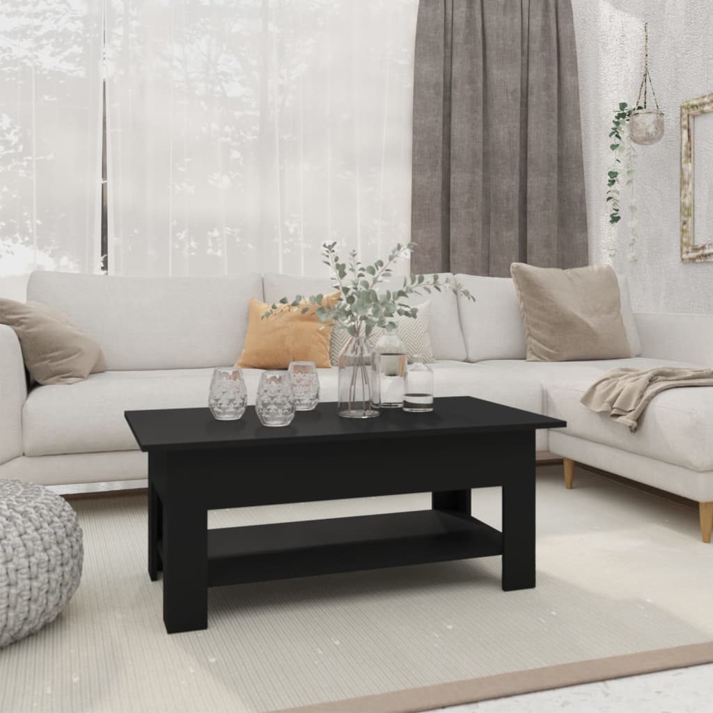 Modern Wooden Living Room Rectangular Coffee Table With Lower Storage Shelf Wood