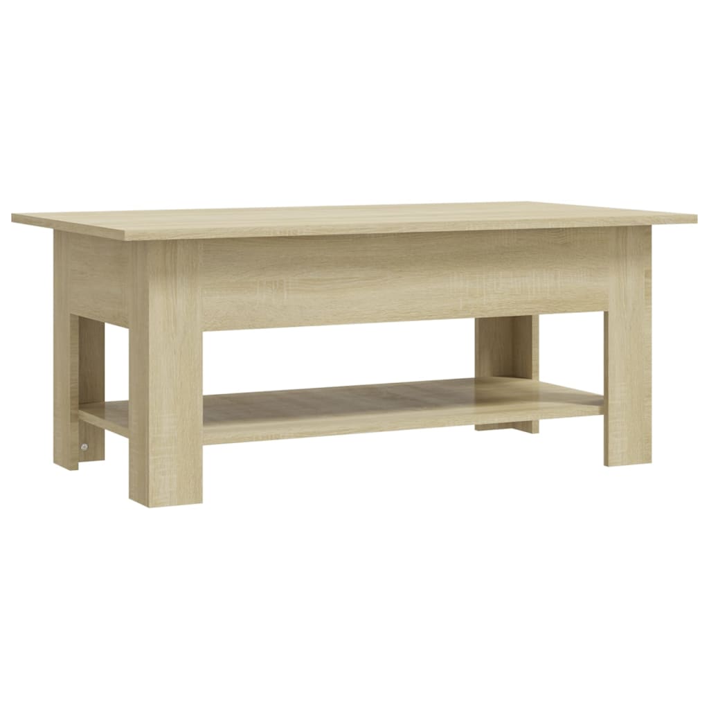 Modern Wooden Living Room Rectangular Coffee Table With Lower Storage Shelf Wood