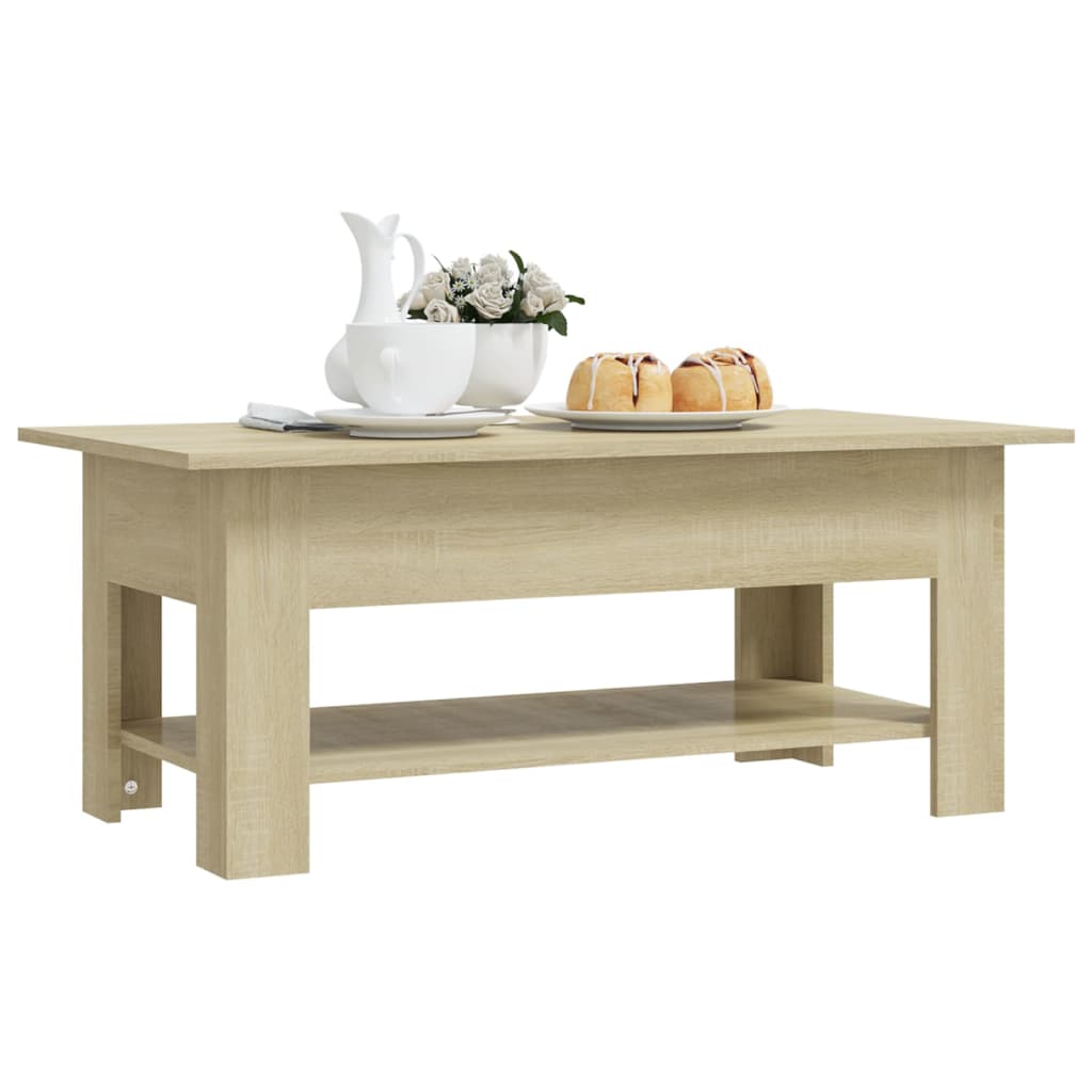 Modern Wooden Living Room Rectangular Coffee Table With Lower Storage Shelf Wood