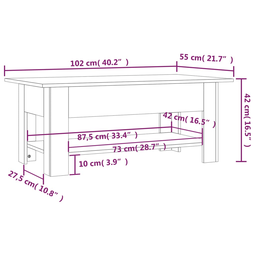Modern Wooden Living Room Rectangular Coffee Table With Lower Storage Shelf Wood