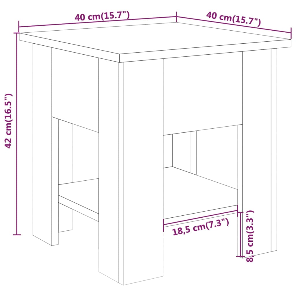 Coffee Table Black 40x40x42 cm Engineered Wood