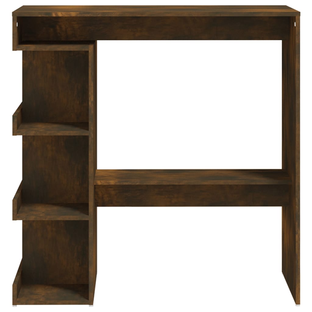 Modern Wooden High Kitchen Bar Dining Table With Open Storage Shelves Wood Tables