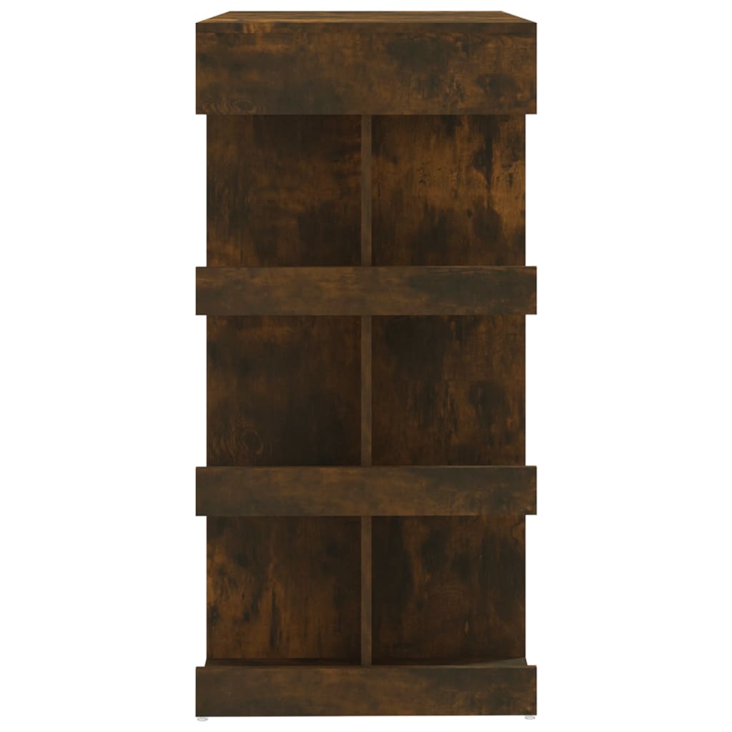 Modern Wooden High Kitchen Bar Dining Table With Open Storage Shelves Wood Tables