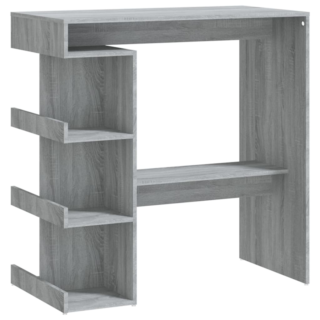 Modern Wooden High Kitchen Bar Dining Table With Open Storage Shelves Wood Tables