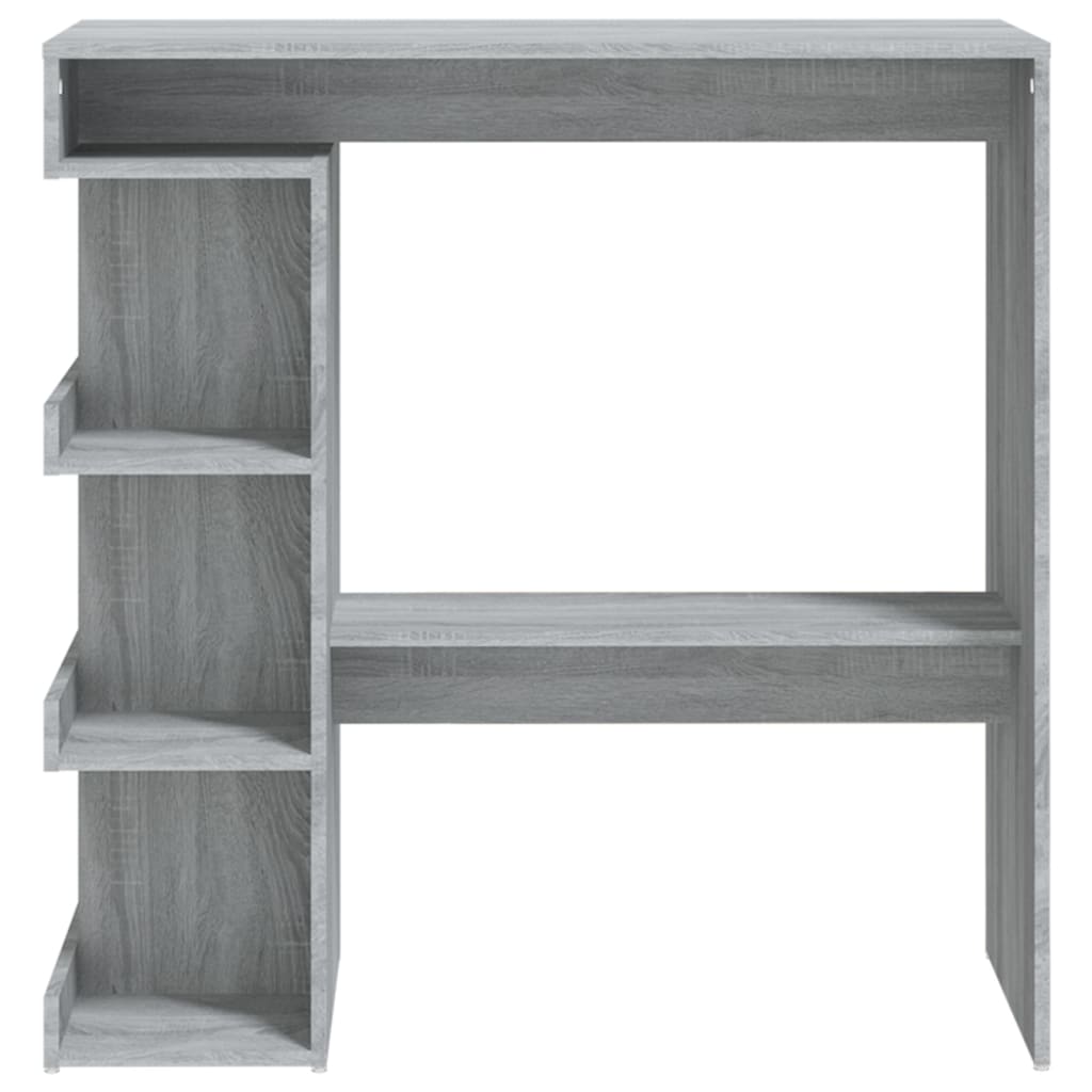Modern Wooden High Kitchen Bar Dining Table With Open Storage Shelves Wood Tables