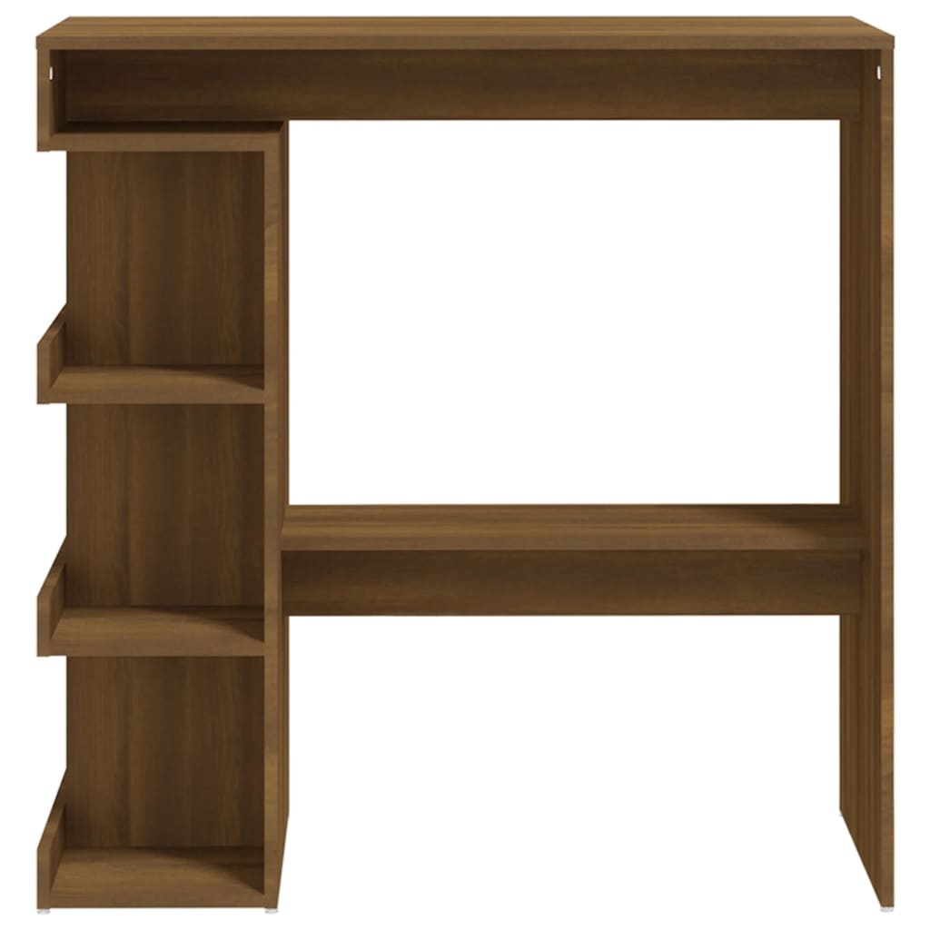 Modern Wooden High Kitchen Bar Dining Table With Open Storage Shelves Wood Tables