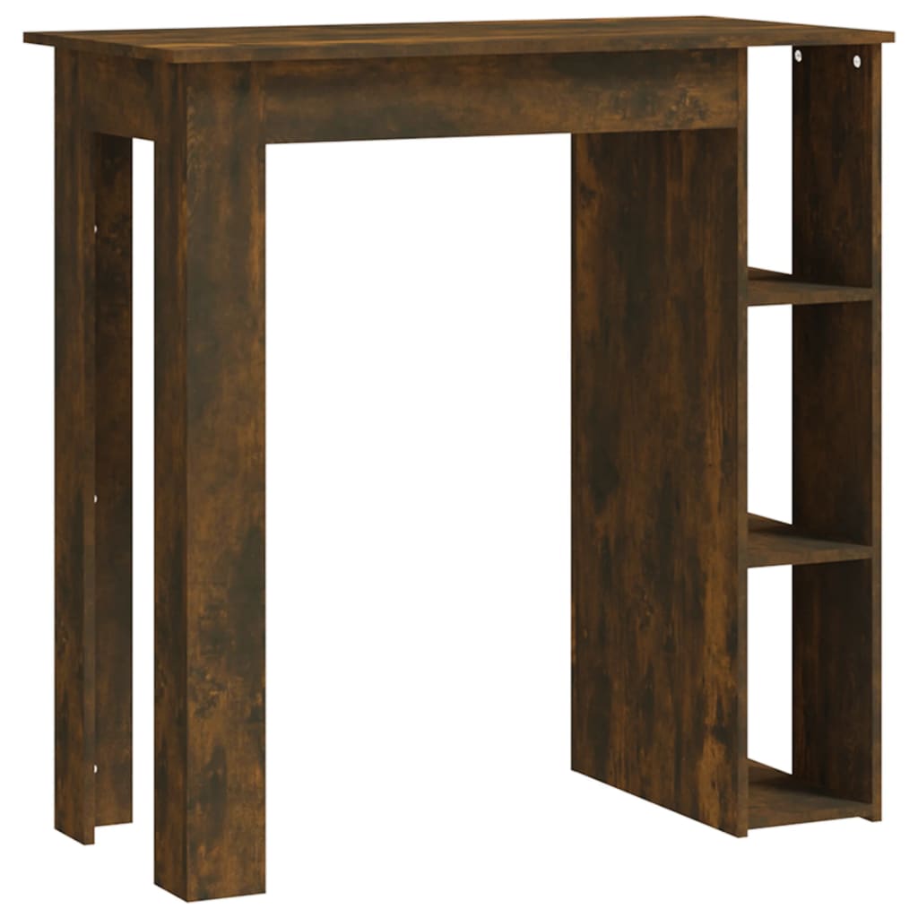 Modern Wooden High Bar Table With Open Storage Shelves Wood Table