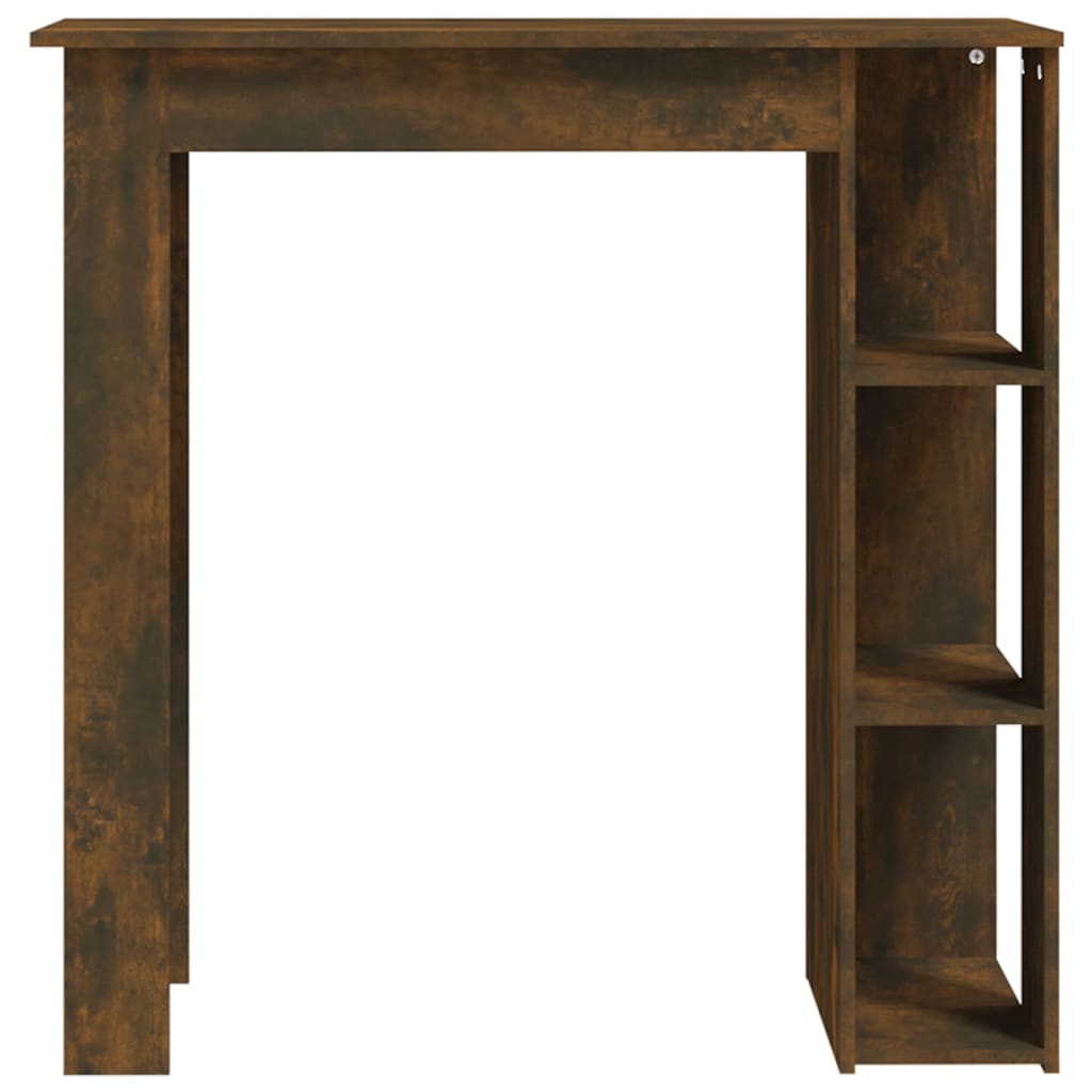 Modern Wooden High Bar Table With Open Storage Shelves Wood Table