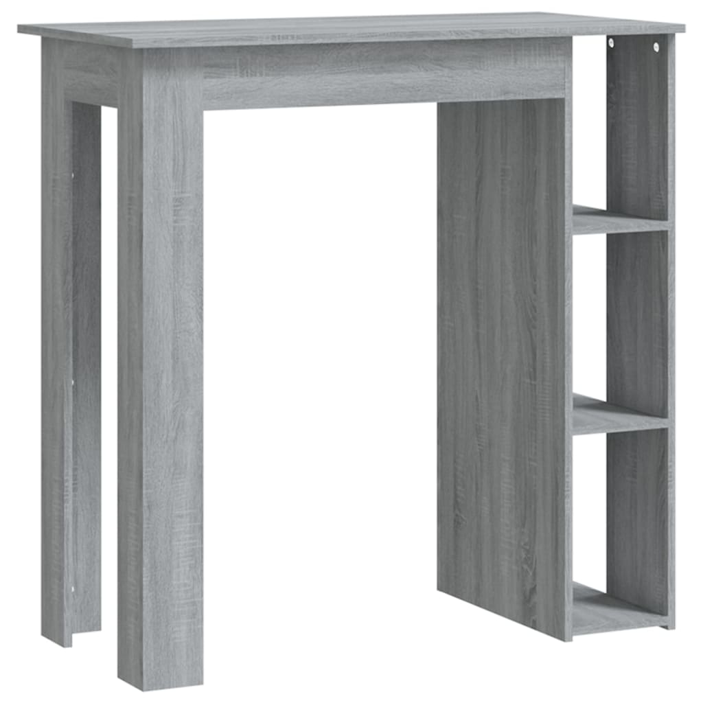 Modern Wooden High Bar Table With Open Storage Shelves Wood Table