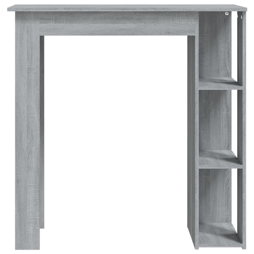 Modern Wooden High Bar Table With Open Storage Shelves Wood Table