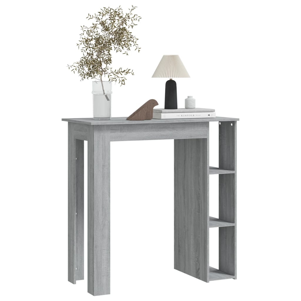 Modern Wooden High Bar Table With Open Storage Shelves Wood Table