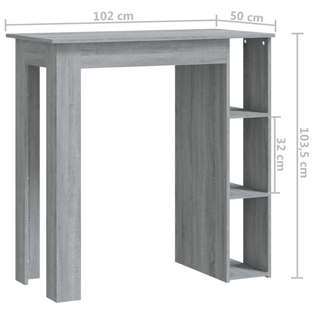 Modern Wooden High Bar Table With Open Storage Shelves Wood Table