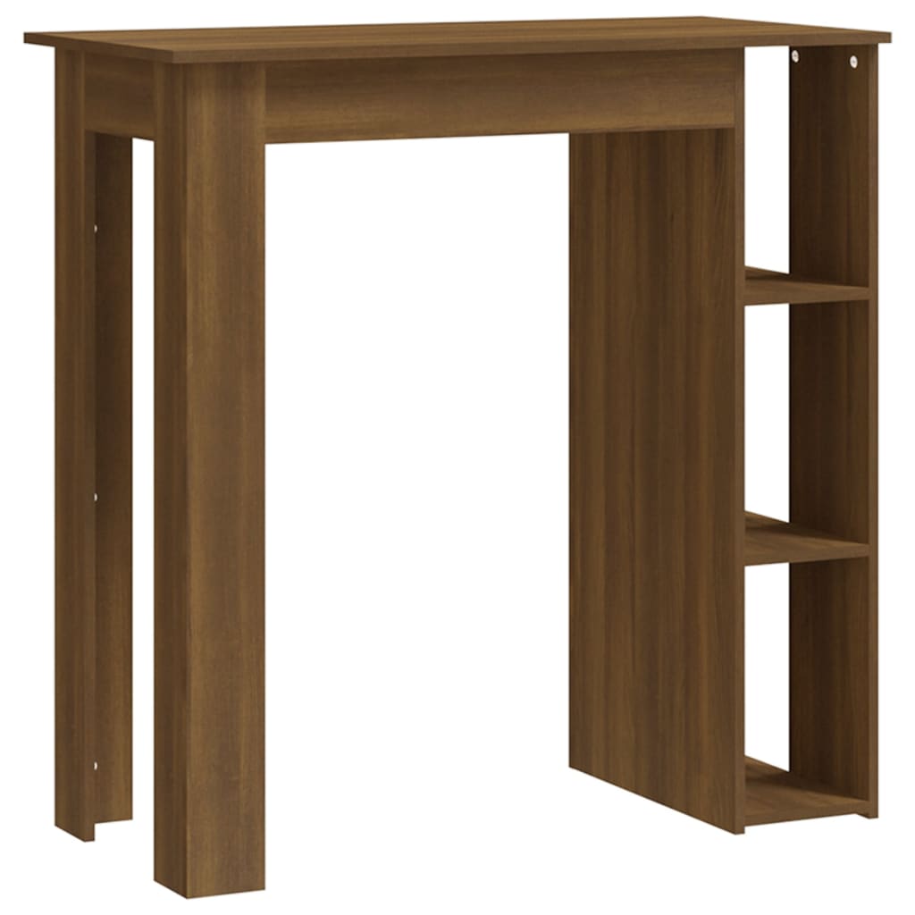 Modern Wooden High Bar Table With Open Storage Shelves Wood Table