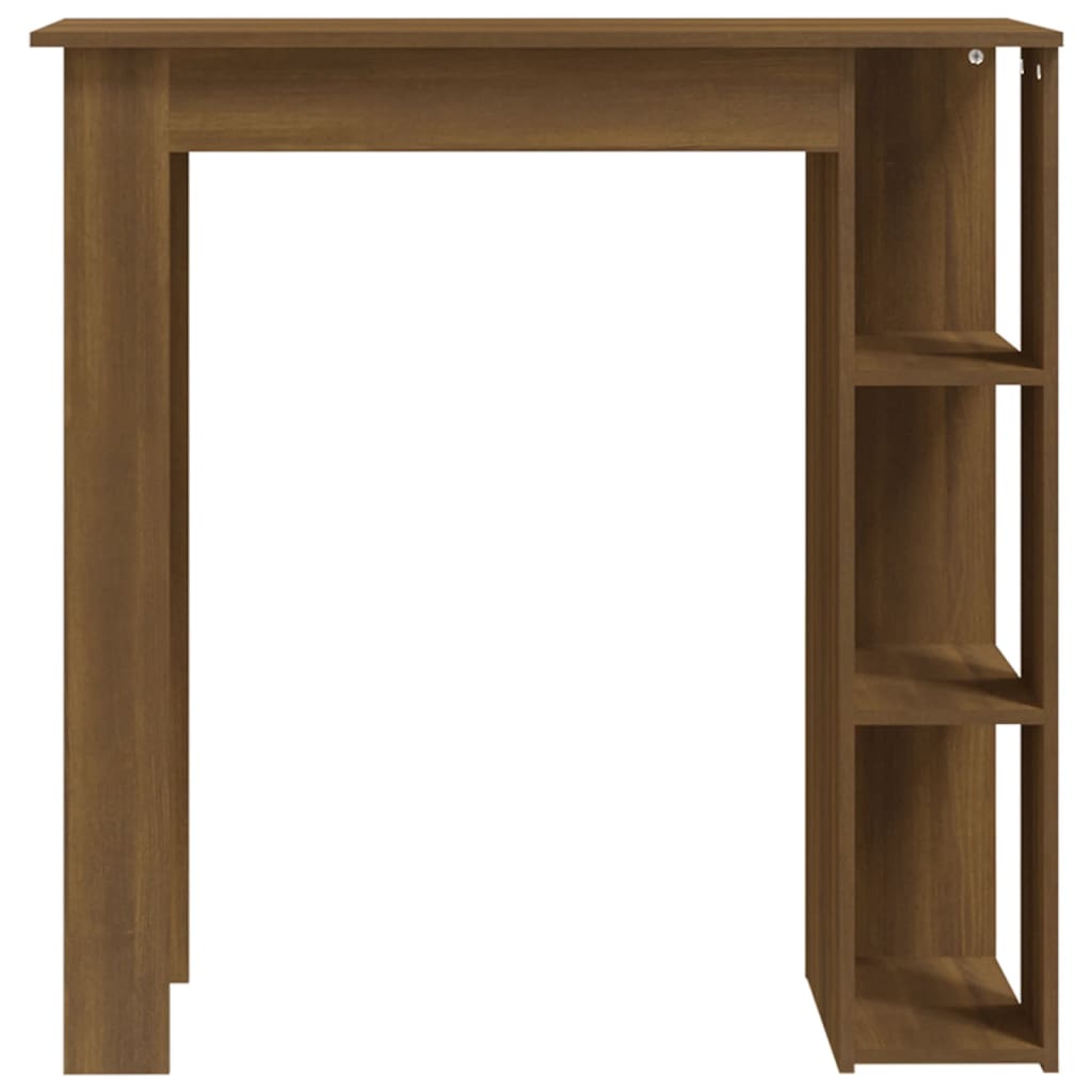 Modern Wooden High Bar Table With Open Storage Shelves Wood Table