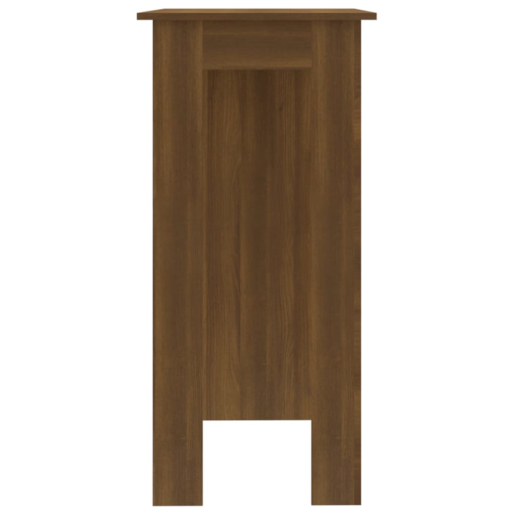Modern Wooden High Bar Table With Open Storage Shelves Wood Table