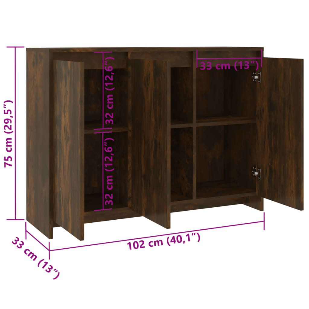 Modern Wooden 3 Door Home Sideboard Storage Cabinet Wood Dining Room Unit