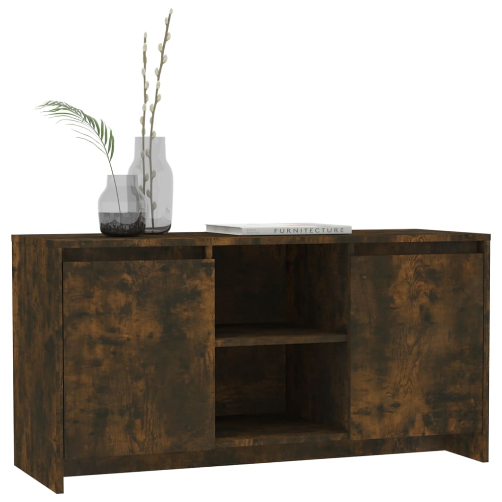 Modern Wooden TV Tele Stand Unit Cabinet With 2 Doors & Open Storage Shelves