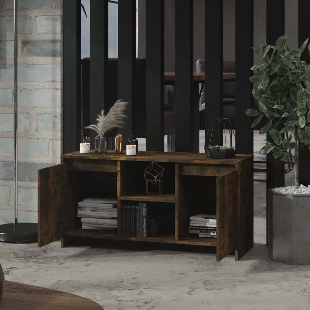 Modern Wooden TV Tele Stand Unit Cabinet With 2 Doors & Open Storage Shelves