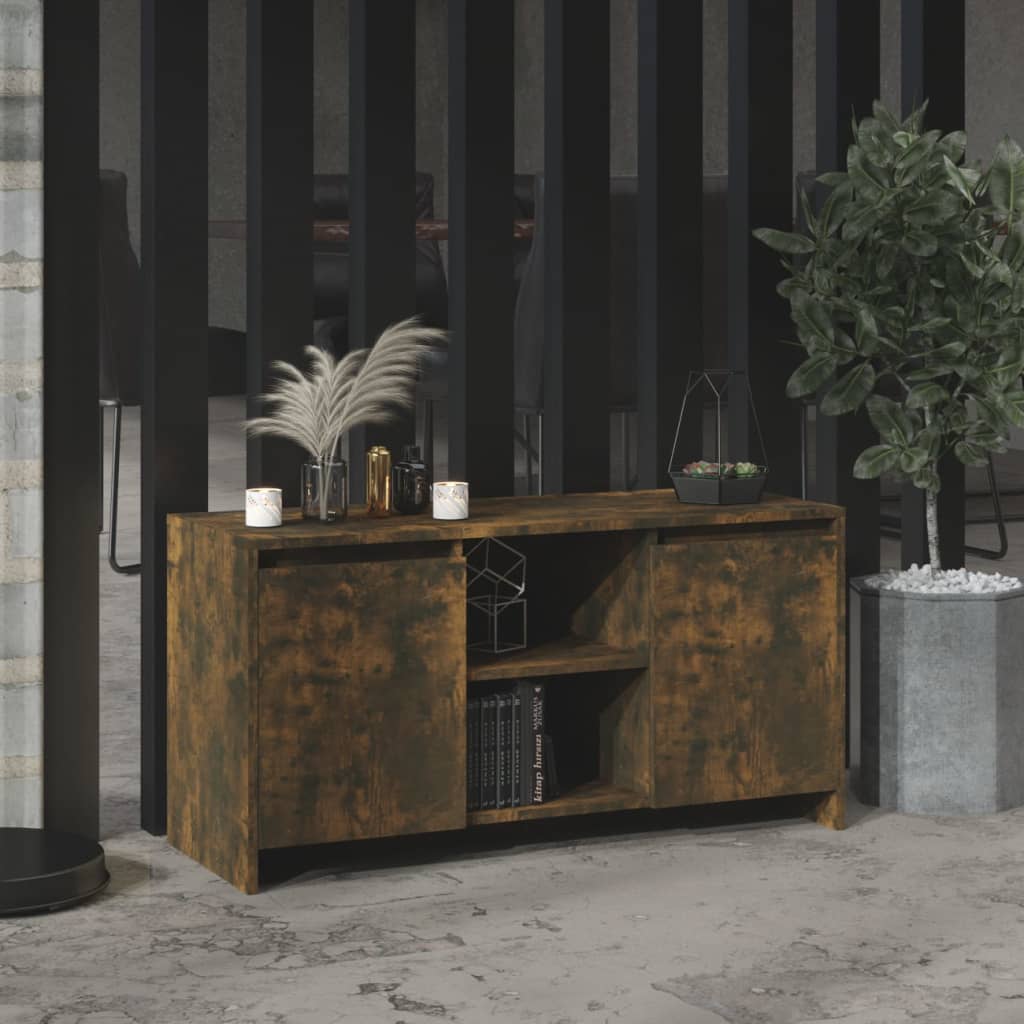 Modern Wooden TV Tele Stand Unit Cabinet With 2 Doors & Open Storage Shelves