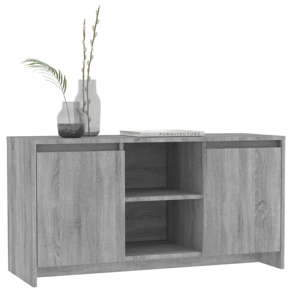 Modern Wooden TV Tele Stand Unit Cabinet With 2 Doors & Open Storage Shelves