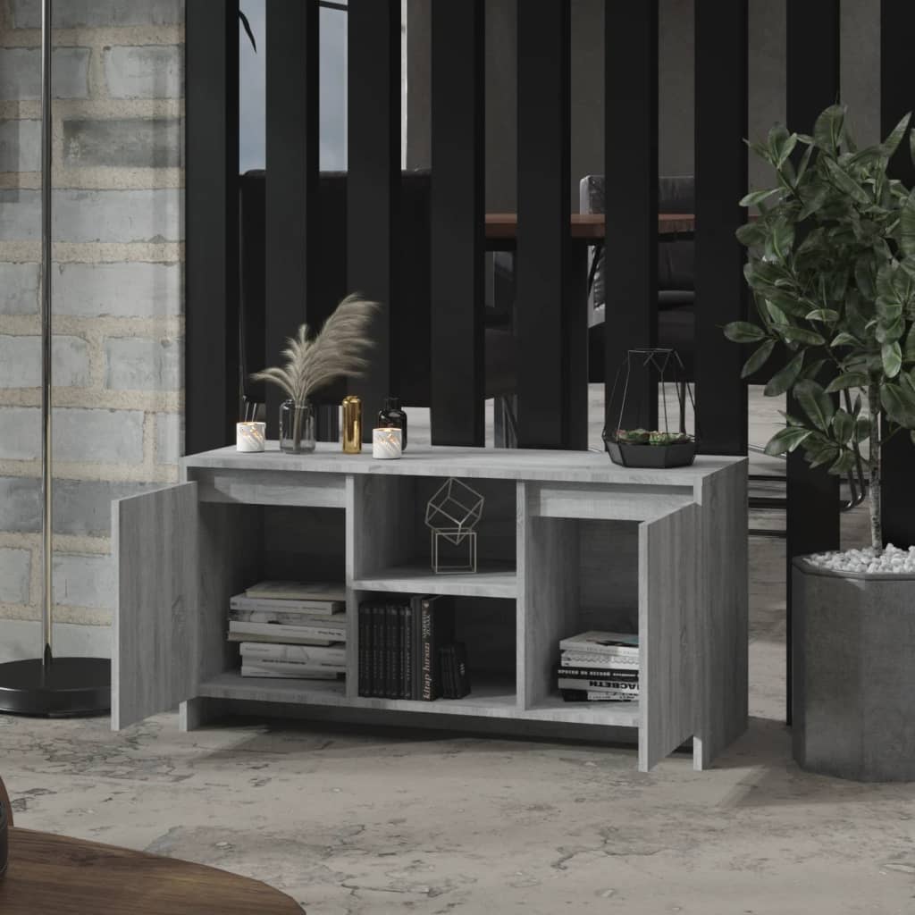 Modern Wooden TV Tele Stand Unit Cabinet With 2 Doors & Open Storage Shelves