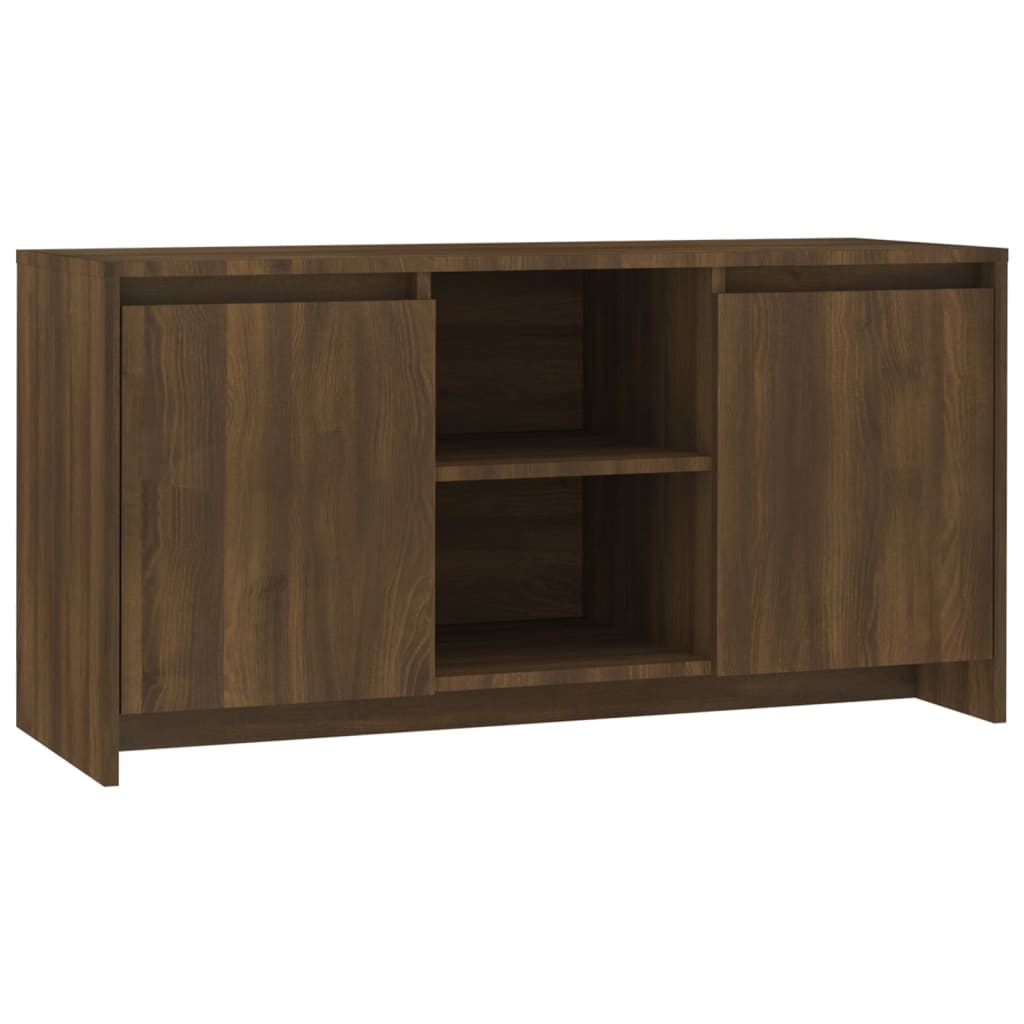 Modern Wooden TV Tele Stand Unit Cabinet With 2 Doors & Open Storage Shelves