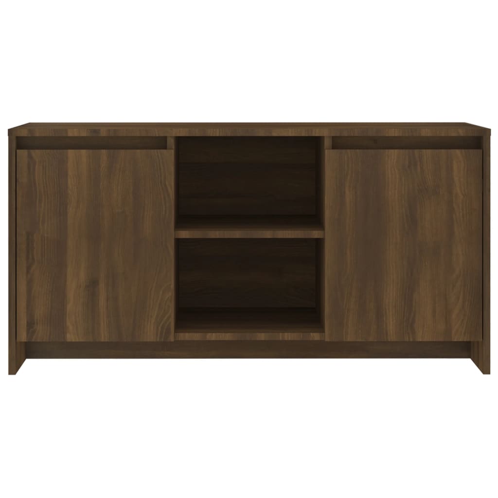 Modern Wooden TV Tele Stand Unit Cabinet With 2 Doors & Open Storage Shelves