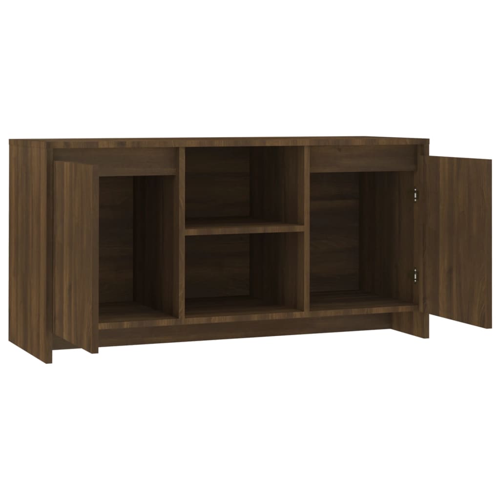 Modern Wooden TV Tele Stand Unit Cabinet With 2 Doors & Open Storage Shelves
