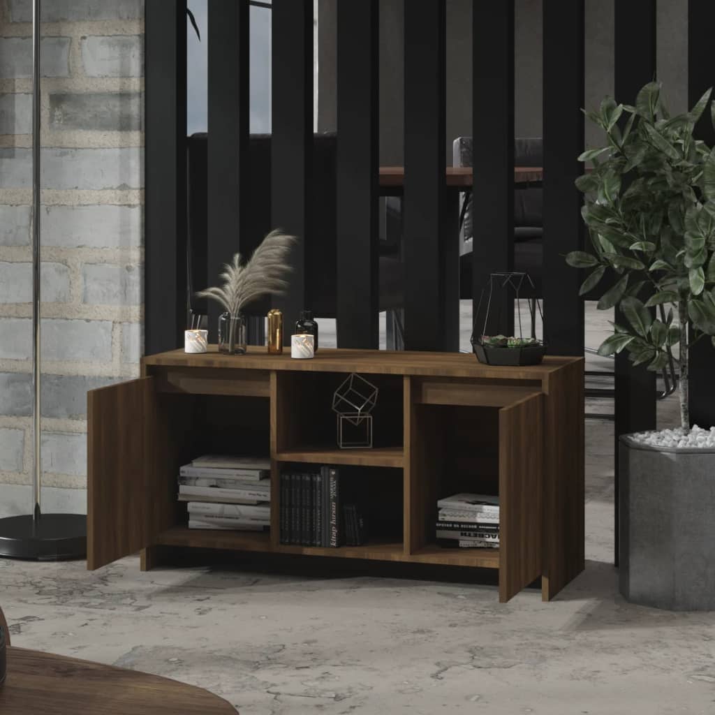 Modern Wooden TV Tele Stand Unit Cabinet With 2 Doors & Open Storage Shelves