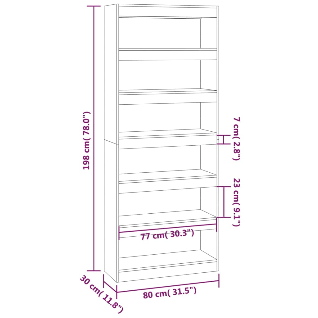 Book Cabinet/Room Divider Smoked Oak 80x30x198 cm Engineered Wood