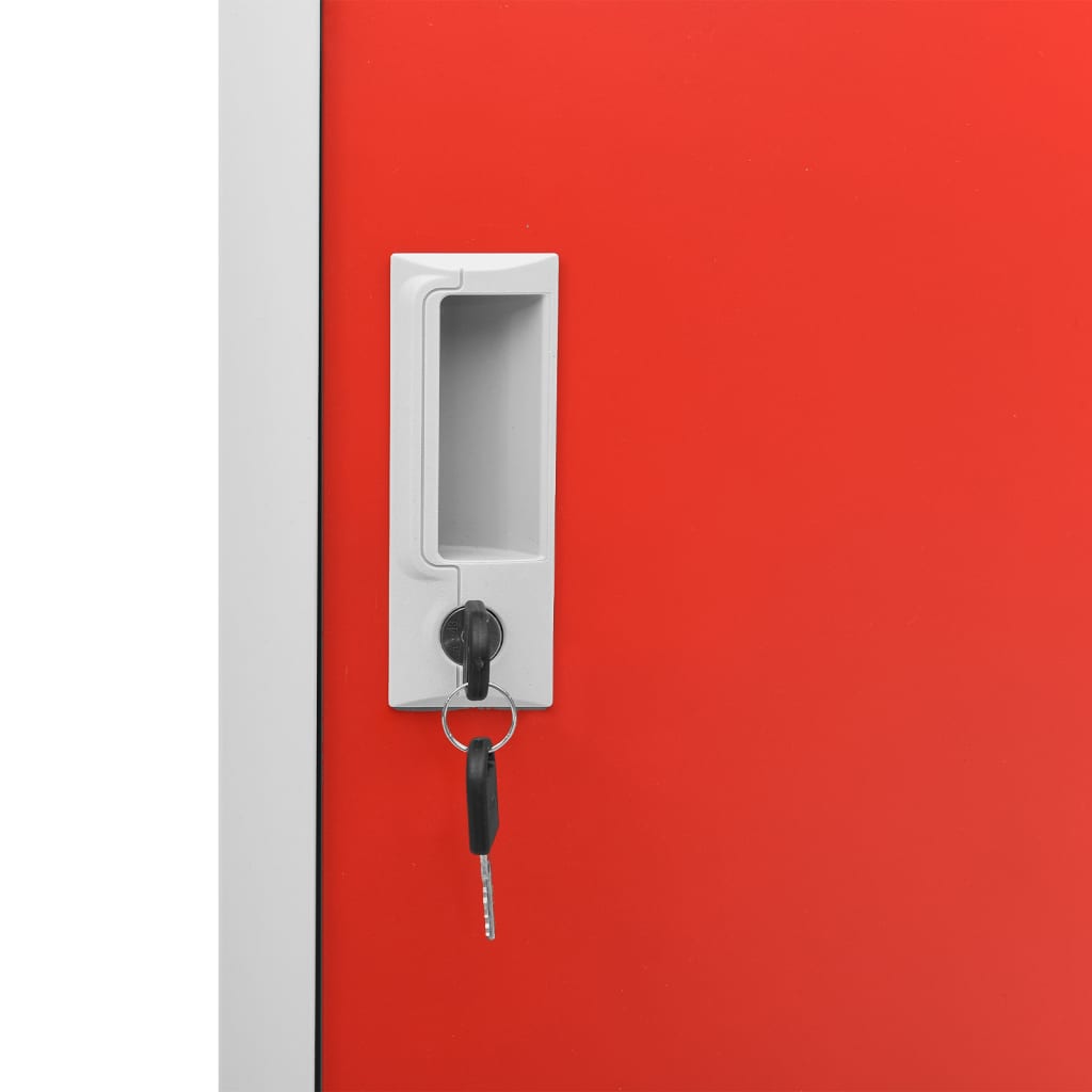 Locker Cabinets 5 pcs Light Grey and Red 90x45x92.5 cm Steel