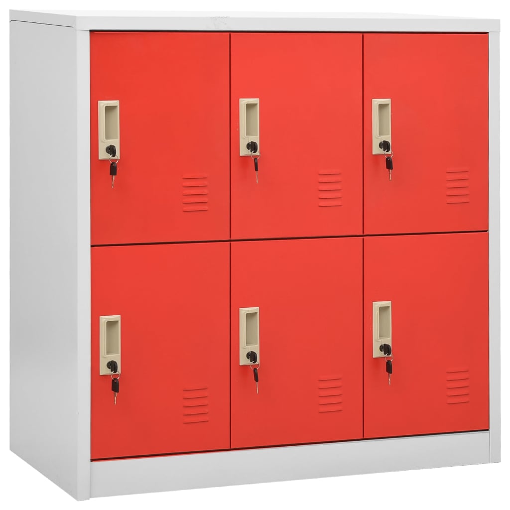 Locker Cabinets 5 pcs Light Grey and Red 90x45x92.5 cm Steel