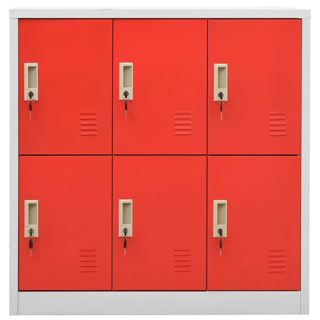 Locker Cabinets 5 pcs Light Grey and Red 90x45x92.5 cm Steel