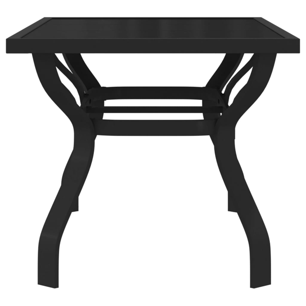 Outdoor Patio Rectangular 4 Person Steel Garden Dining Table With Glass Top