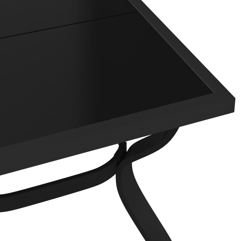Outdoor Patio Rectangular 4 Person Steel Garden Dining Table With Glass Top
