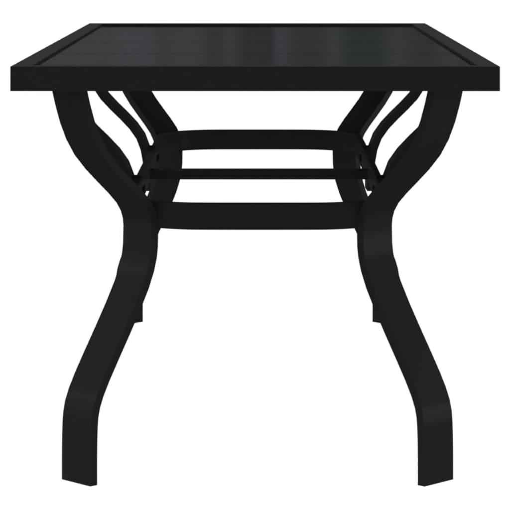 Outdoor Patio Large 6 Person Rectangular Steel Garden Dining Table With Glass Top